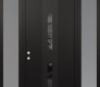 Modern Steel Front Door DIAMOND A6 60" X 96" BLACK/BLACK MIRRORED GLASS PANEL BLACK RHI WITH 2 SIDELITES AND TRANSOM FROSTED GLASS