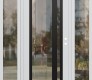 Modern Steel Front Door Diamond C15 64" x 80" white/white clear Glass Panel black LHI with 2 Sidelites clear Glass