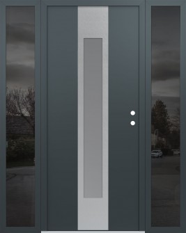 DIAMOND A1 64" X 80" ANTHRACITE/ANTHRACITE FROSTED GLASS PANEL STAINLESS STEEL LHI WITH 2 SIDELITES MIRRORED GLASS