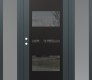 Modern Steel Front Door Diamond C10 60" x 80" anthracite/anthracite mirrored Glass Panel black RHI with 2 Sidelites frosted Glass