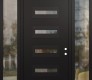 Modern Steel Front Door Diamond D4 64" x 96" black/black clear Glass Panel black LHI with 2 Sidelites and Transom clear Glass