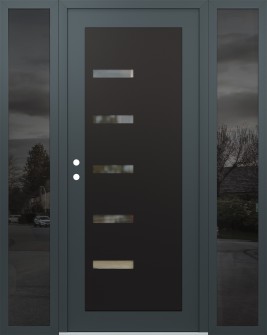 Diamond C8 68" x 80" anthracite/anthracite clear Glass Panel black RHI with 2 Sidelites mirrored Glass