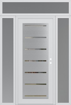 Diamond C11 68" x 96" white/white clear Glass Panel stainless steel LHI with 2 Sidelites and Transom frosted Glass
