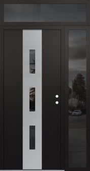 DIAMOND A7 50" X 96" BLACK/BLACK MIRRORED GLASS PANEL STAINLESS STEEL LHI WITH SIDELITE AND TRANSOM MIRRORED GLASS