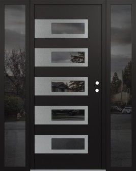 Diamond D3 60" x 80" black/black mirrored Glass Panel stainless steel LHI with 2 Sidelites mirrored Glass