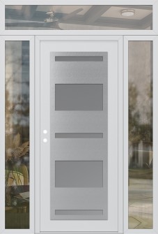 Diamond C10 60" x 96" white/white frosted Glass Panel stainless steel RHI with 2 Sidelites and Transom clear Glass