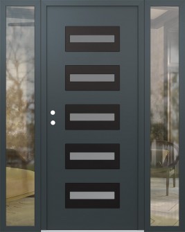 Diamond D4 60" x 80" anthracite/anthracite frosted Glass Panel black RHI with 2 Sidelites clear Glass