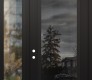 Modern Steel Front Door Diamond C1 50" x 96" black/black mirrored Glass Panel black RHI with Sidelite and Transom clear Glass