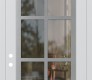 Modern Steel Front Door Diamond C16 36" x 96" white/white clear Glass Panel stainless steel RHI with Transom clear Glass