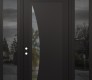 Modern Steel Front Door Diamond C13 68" x 96" black/black clear Glass Panel black RHI with 2 Sidelites and Transom mirrored Glass