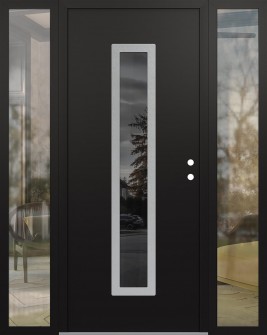 DIAMOND A11 60" X 80" BLACK/BLACK MIRRORED GLASS PANEL STAINLESS STEEL LHI WITH 2 SIDELITES CLEAR GLASS