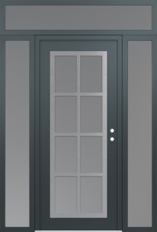 Diamond C16 64" x 96" anthracite/anthracite frosted Glass Panel stainless steel LHI with 2 Sidelites and Transom frosted Glass