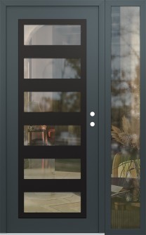 Diamond C9 52" x 80" anthracite/anthracite clear Glass Panel black LHI with Sidelite clear Glass