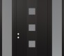 Modern Steel Front Door DIAMOND A12 60" X 96" BLACK/WHITE FROSTED GLASS PANEL BLACK RHI WITH 2 SIDELITES AND TRANSOM FROSTED GLASS