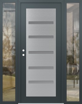 Diamond C7 60" x 80" anthracite/anthracite frosted Glass Panel stainless steel RHI with 2 Sidelites clear Glass