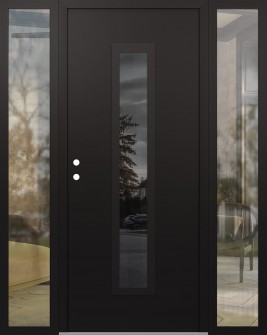 DIAMOND A11 60" X 80" BLACK/BLACK MIRRORED GLASS PANEL BLACK RHI WITH 2 SIDELITES CLEAR GLASS