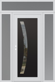 Diamond C4 68" x 96" white/white clear Glass Panel black RHI with 2 Sidelites and Transom frosted Glass
