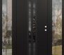 Modern Steel Front Door DIAMOND A8 60" X 80" BLACK/BLACK MIRRORED GLASS PANEL BLACK LHI WITH 2 SIDELITES CLEAR GLASS
