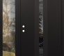 Modern Steel Front Door DIAMOND A3 52" X 80" BLACK/BLACK MIRRORED GLASS PANEL BLACK RHI WITH SIDELITE CLEAR GLASS