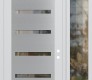 Modern Steel Front Door Diamond C7 52" x 96" white/white clear Glass Panel stainless steel LHI with Sidelite and Transom clear Glass