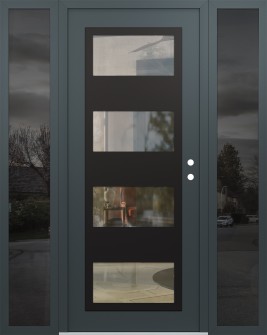 Diamond C2 68" x 80" anthracite/anthracite clear Glass Panel black LHI with 2 Sidelites mirrored Glass