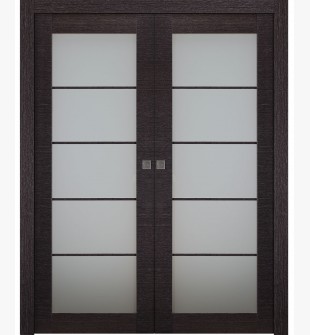 Avanti 5 Lite Vetro Black Apricot Double pocket doors