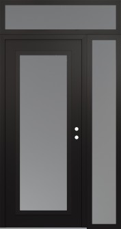 Diamond C1 50" x 96" black/white frosted Glass Panel black LHI with Sidelite and Transom frosted Glass