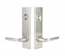 EMTEK MODERN RECTANGULAR TWO-POINT, DOUBLE CYLINDER WITH LUZERN LEVERS 5312 SINGLE CYLINDER SATIN NICKEL US15 for Steel Front Doors