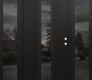 Modern Steel Front Door DIAMOND A11 68" X 80" BLACK/BLACK MIRRORED GLASS PANEL BLACK LHI WITH 2 SIDELITES MIRRORED GLASS