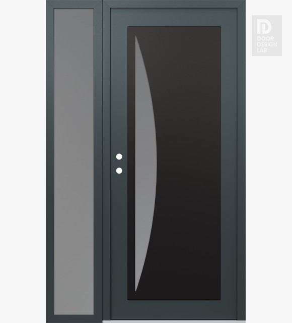 Modern Steel Front Door Diamond C13 50" x 80" anthracite/anthracite frosted Glass Panel black RHI with Sidelite frosted Glass