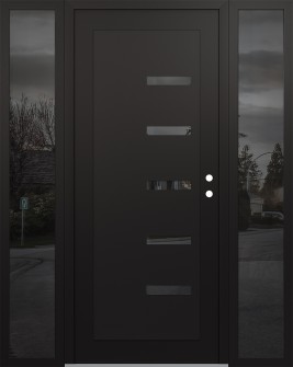 Diamond C8 64" x 80" black/black mirrored Glass Panel black LHI with 2 Sidelites mirrored Glass