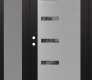 Modern Steel Front Door Diamond C8 52" x 80" black/black clear Glass Panel stainless steel RHI with Sidelite frosted Glass