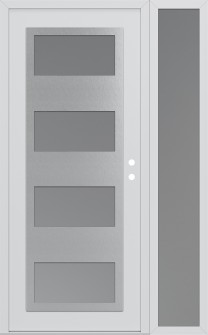 Diamond C2 48" x 80" white/white frosted Glass Panel stainless steel LHI with Sidelite frosted Glass