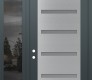 Modern Steel Front Door Diamond C7 48" x 96" anthracite/anthracite frosted Glass Panel stainless steel RHI with Sidelite and Transom mirrored Glass
