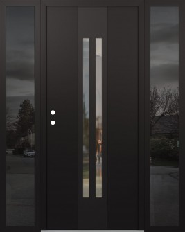 DIAMOND A8 60" X 80" BLACK/BLACK CLEAR GLASS PANEL BLACK RHI WITH 2 SIDELITES MIRRORED GLASS
