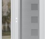 Modern Steel Front Door Diamond C3 48" x 80" white/white frosted Glass Panel stainless steel RHI with Sidelite clear Glass