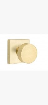 EMTEK ROUND KNOB WITH SQUARE ROSETTE PRIVACY RH SATIN BRASS (US4) 5210