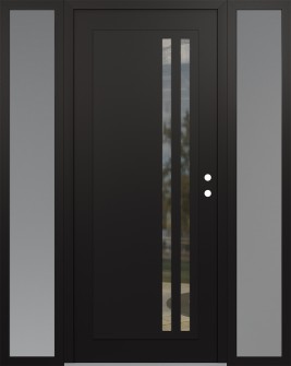 Diamond C6 68" x 80" black/black clear Glass Panel black LHI with 2 Sidelites frosted Glass