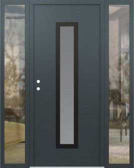 DIAMOND A11 64" X 80" ANTHRACITE/ANTHRACITE FROSTED GLASS PANEL BLACK RHI WITH 2 SIDELITES CLEAR GLASS