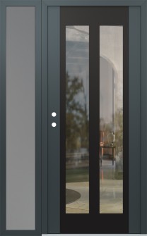 Diamond C14 52" x 80" anthracite/anthracite clear Glass Panel black RHI with Sidelite frosted Glass