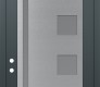Modern Steel Front Door Diamond C3 36" x 96" anthracite/anthracite frosted Glass Panel stainless steel RHI with Transom mirrored Glass