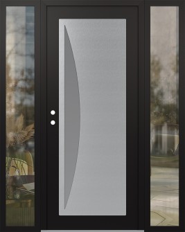 Diamond C13 68" x 80" black/white frosted Glass Panel stainless steel RHI with 2 Sidelites clear Glass