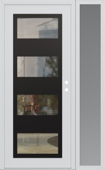 Diamond C2 52" x 80" white/white clear Glass Panel black LHI with Sidelite frosted Glass