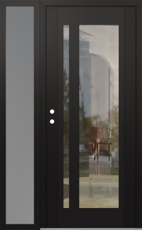 Diamond C15 48" x 80" black/black clear Glass Panel black RHI with Sidelite frosted Glass