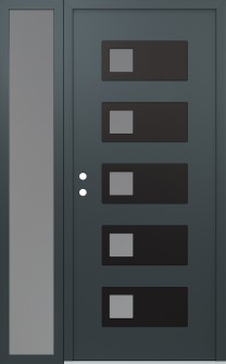 Diamond D2 48" x 80" anthracite/anthracite frosted Glass Panel black RHI with Sidelite frosted Glass