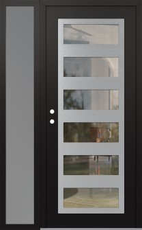 Diamond C9 52" x 80" black/black clear Glass Panel stainless steel RHI with Sidelite frosted Glass