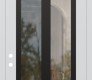 Modern Steel Front Door Diamond C14 36" x 96" white/white clear Glass Panel black RHI with Transom frosted Glass