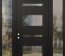 Modern Steel Front Door Diamond C10 60" x 96" black/black clear Glass Panel black RHI with 2 Sidelites and Transom clear Glass