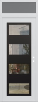 Diamond C2 36" x 96" white/white clear Glass Panel black LHI with Transom frosted Glass