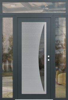 Diamond C13 60" x 96" anthracite/anthracite mirrored Glass Panel stainless steel LHI with 2 Sidelites and Transom clear Glass